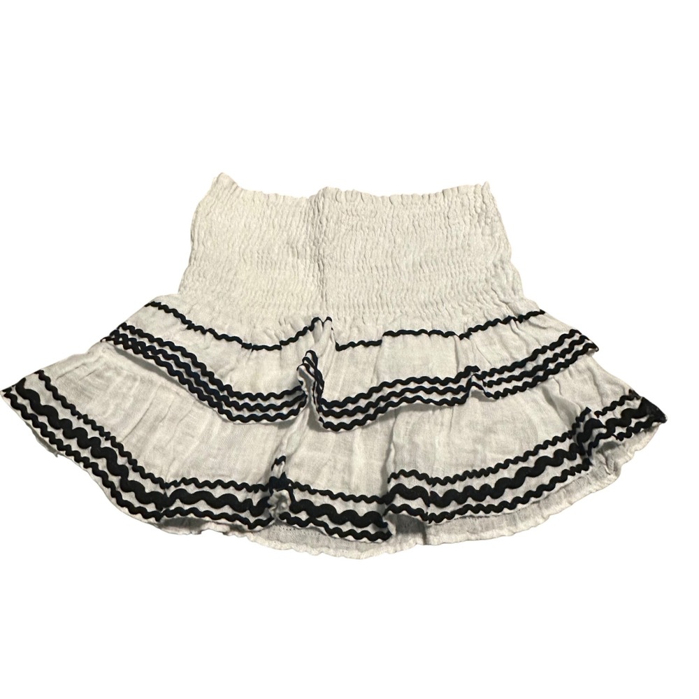 MUCHE‎ ET MUCHETTE White Linen Ruffled Tiered Skirt O/S
